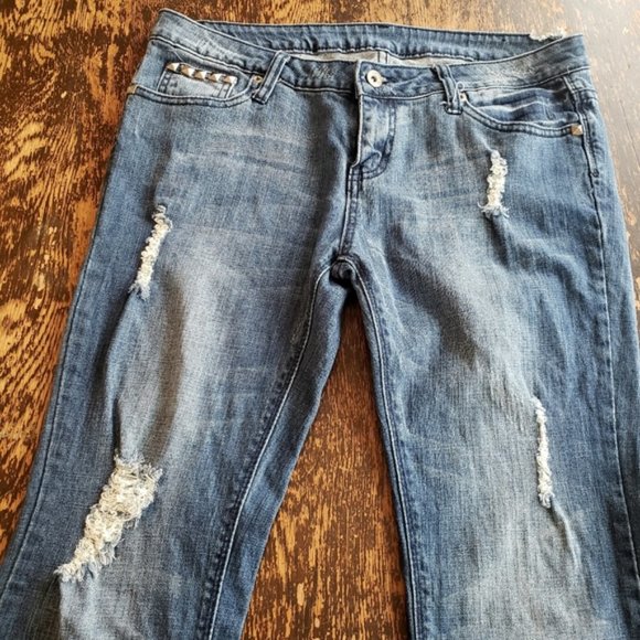 West 49 Distressed Jeans with Studded Detail - Picture 2 of 5